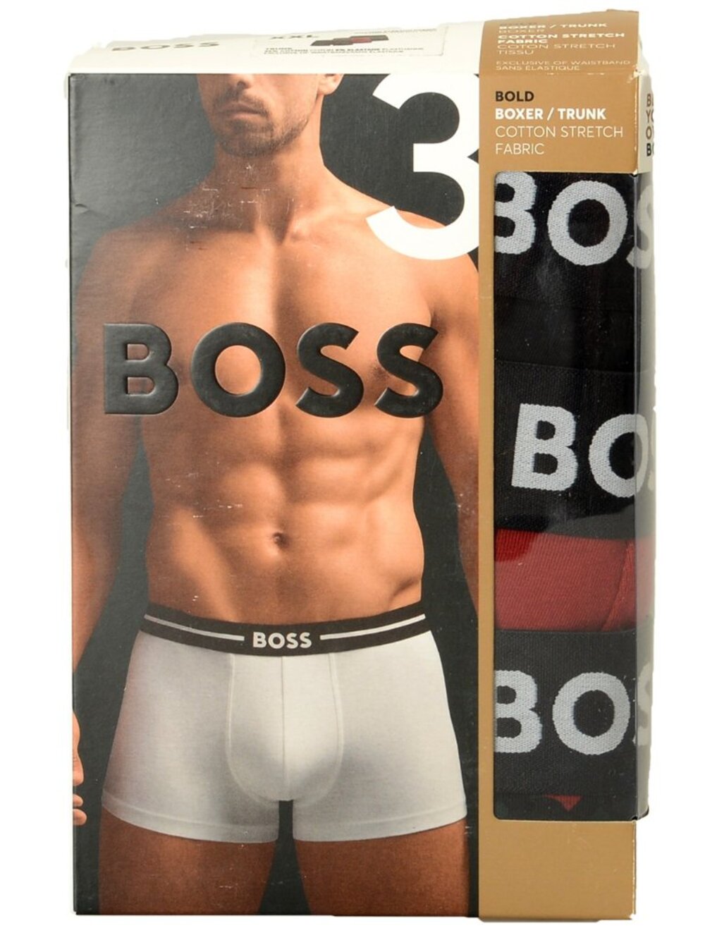 Hugo Boss Men's Bold Design Logo Strap 3Pack Boxer Trunk Underwear US 2XL IT 56